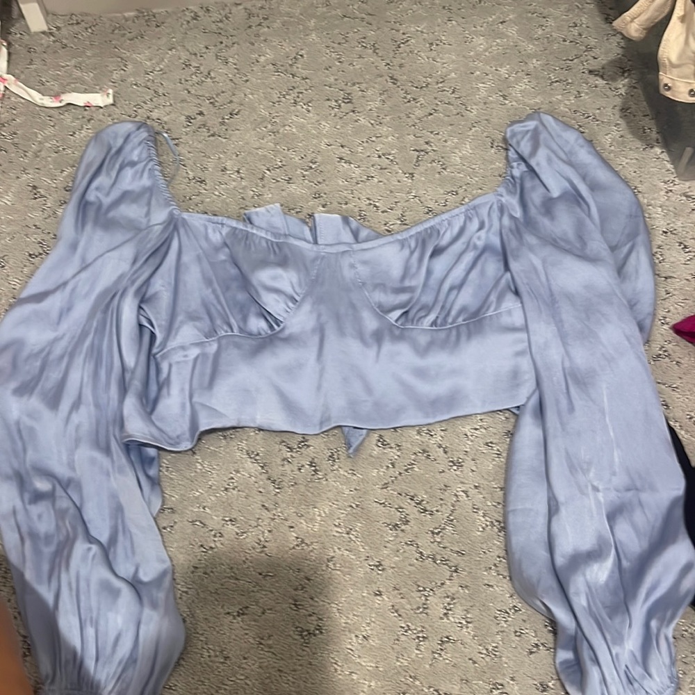 Tie back cotton candy la silk long sleeve crop